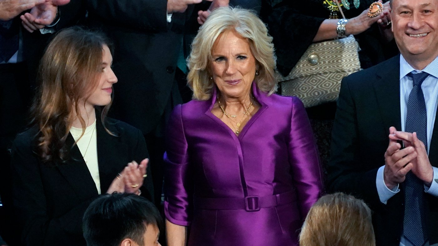 First Lady Jill Biden Purple State of the Union Dress